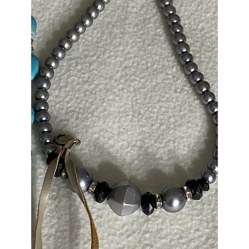 Lot of 10 Women’s Statement Necklaces  chokers Gold Tone Turquoise Pearl Boho - Picture 8 of 12